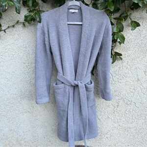 Barefoot Dreams Cozy Chic Gray Short Knee Length Robe, Loungewear Size XXS/XS